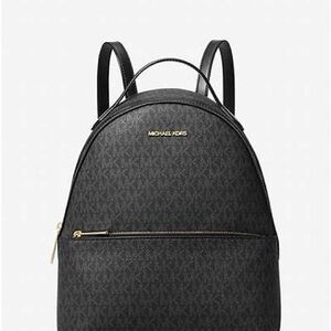 Michael Kors Black and Gold Logo Backpack